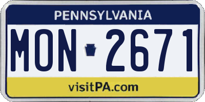 PA license plate MON2671