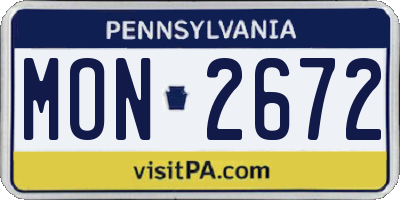 PA license plate MON2672
