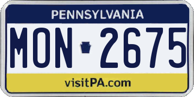 PA license plate MON2675