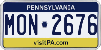 PA license plate MON2676
