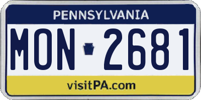 PA license plate MON2681