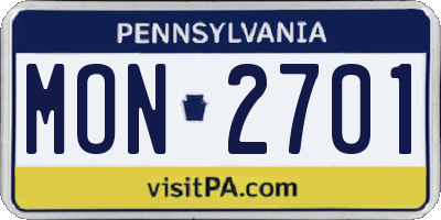 PA license plate MON2701