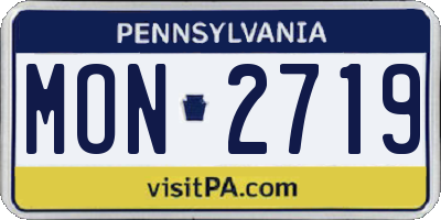 PA license plate MON2719