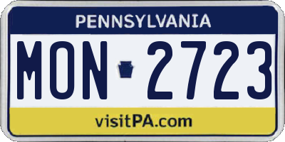 PA license plate MON2723