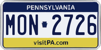 PA license plate MON2726