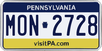 PA license plate MON2728