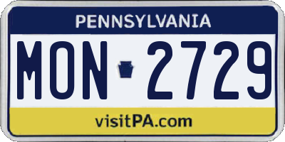 PA license plate MON2729
