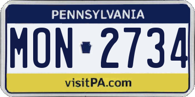 PA license plate MON2734