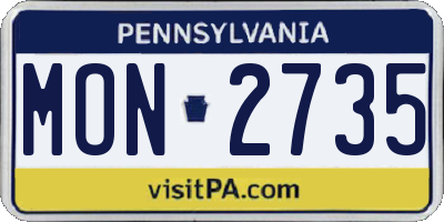 PA license plate MON2735