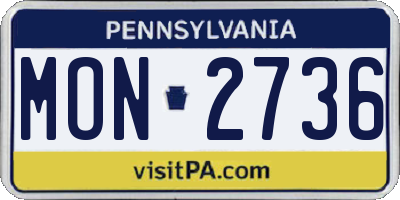 PA license plate MON2736