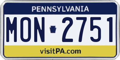 PA license plate MON2751