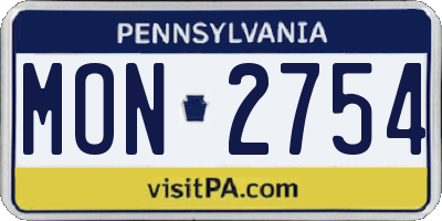 PA license plate MON2754