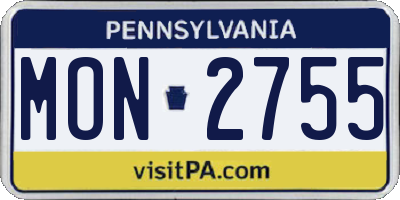 PA license plate MON2755