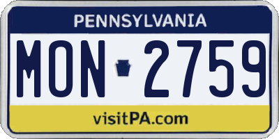 PA license plate MON2759