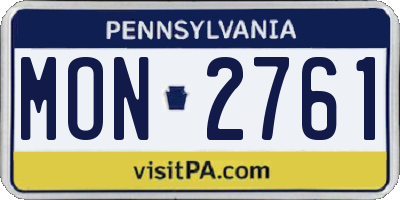 PA license plate MON2761