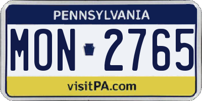 PA license plate MON2765