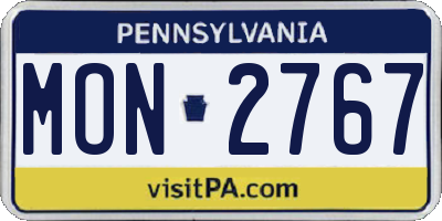PA license plate MON2767