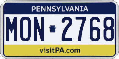 PA license plate MON2768