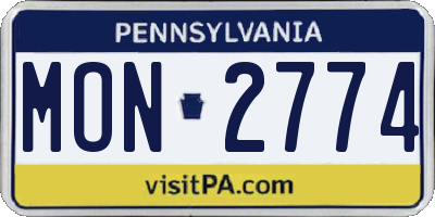 PA license plate MON2774