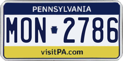 PA license plate MON2786