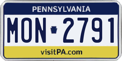 PA license plate MON2791