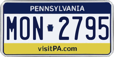 PA license plate MON2795