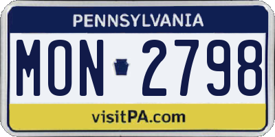 PA license plate MON2798