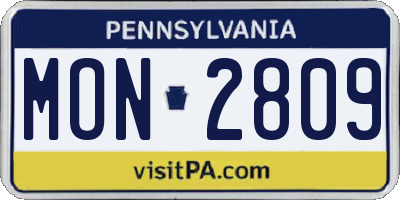 PA license plate MON2809
