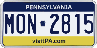 PA license plate MON2815