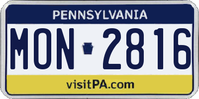 PA license plate MON2816