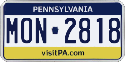 PA license plate MON2818
