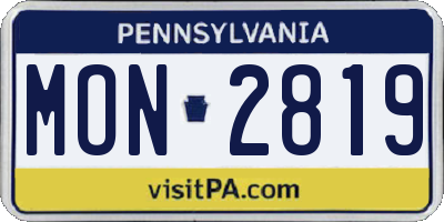 PA license plate MON2819