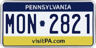 PA license plate MON2821