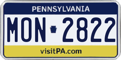PA license plate MON2822