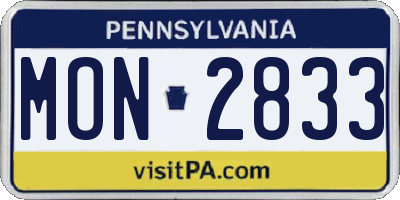 PA license plate MON2833