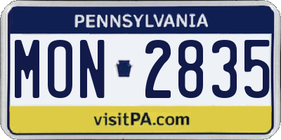 PA license plate MON2835