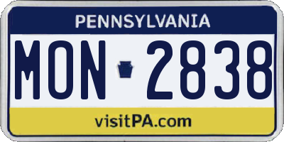 PA license plate MON2838
