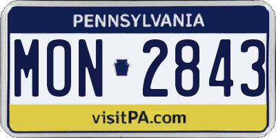 PA license plate MON2843