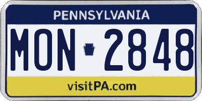 PA license plate MON2848
