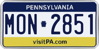 PA license plate MON2851