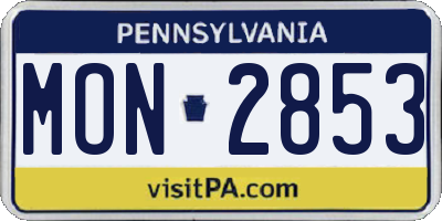 PA license plate MON2853