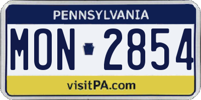 PA license plate MON2854