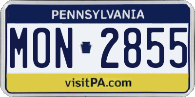 PA license plate MON2855