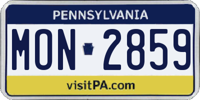 PA license plate MON2859