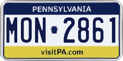 PA license plate MON2861