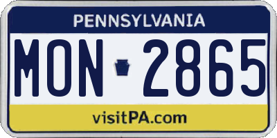 PA license plate MON2865