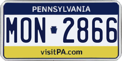 PA license plate MON2866