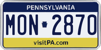 PA license plate MON2870