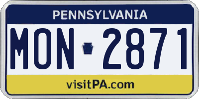 PA license plate MON2871
