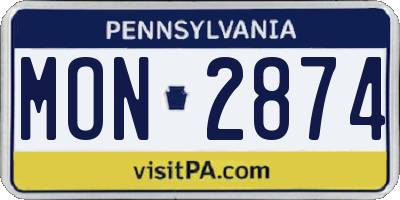 PA license plate MON2874